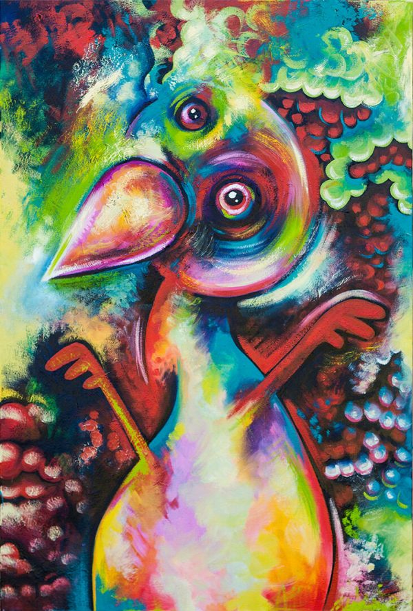 Psychedelic intense colourful bird